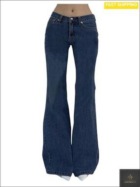 Women's Low Rise Flare Leg Denim Pants Bell Bottom Jeans Drop Waist Stretch